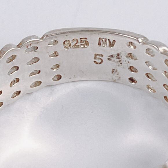 VTG Sterling Silver Buckle Ring 925 NV Lattice Band Women's Size 5 Dainty - Picture 8 of 10